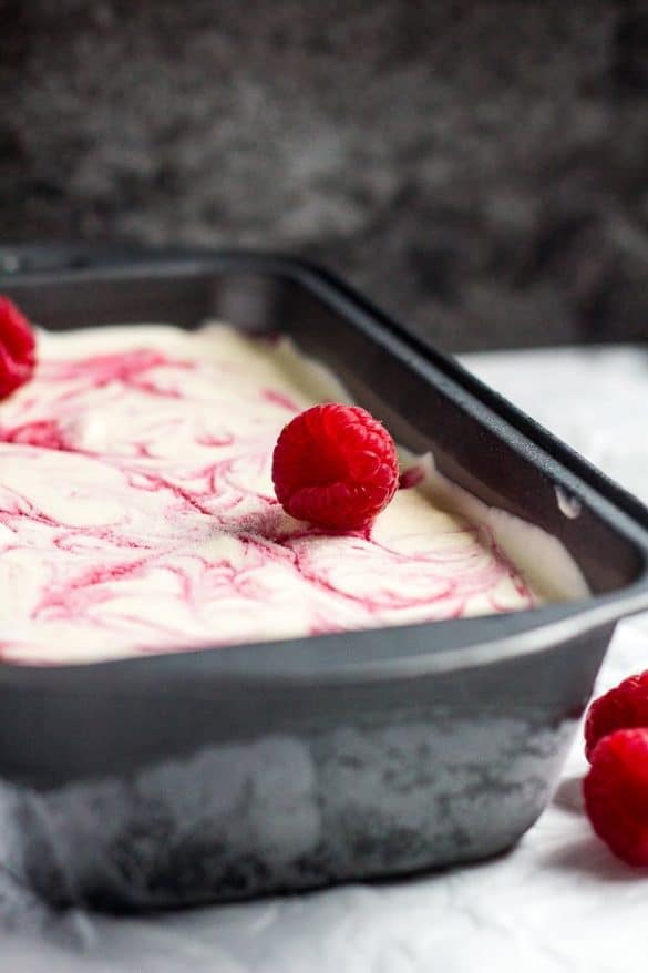No-Churn Raspberry Ripple Ice Cream - Simply Bake