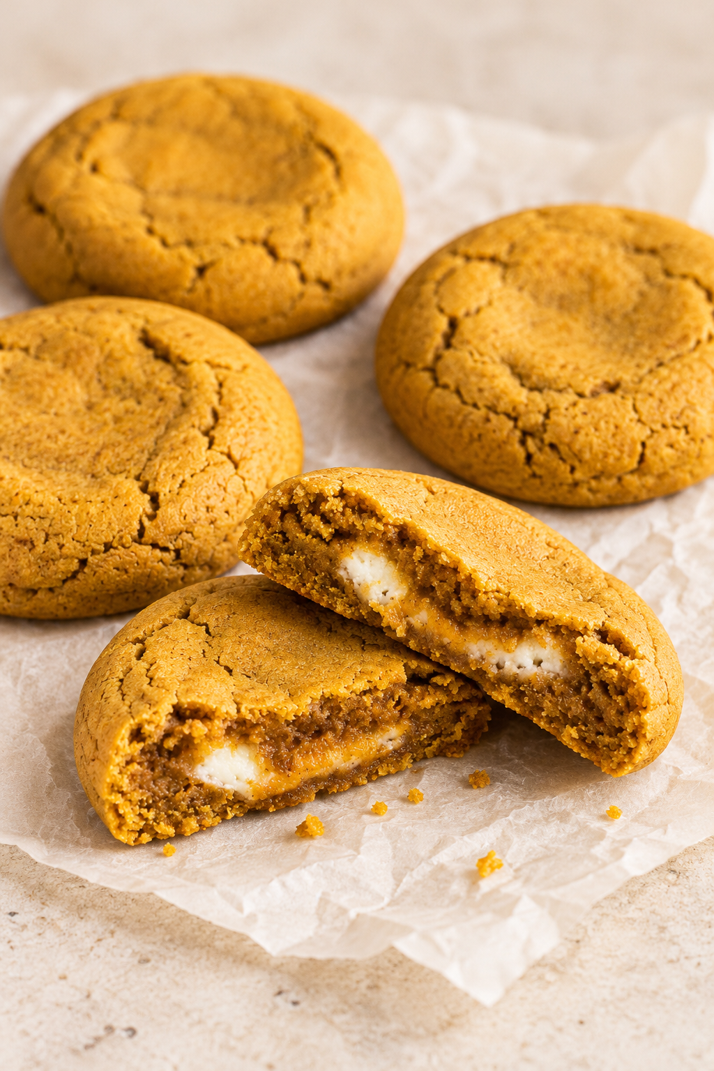 Cheesecake Stuffed Pumpkin Cookies