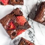 Overhead shot of strawberry mint brownies.