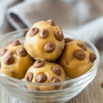 Chocolate Chip Cookie Dough Balls in a small glass bowl.