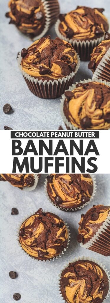 Chocolate Peanut Butter Banana Muffins