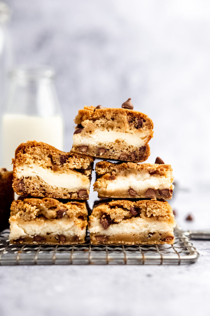 Cheesecake Stuffed Chocolate Chip Cookie Bars
