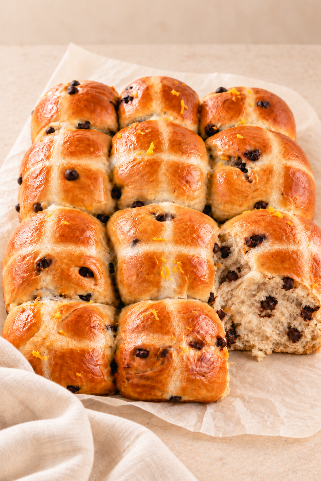 Chocolate and Orange Hot Cross Buns